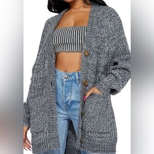 CAbi Charcoal Knit Cardigan Sweater